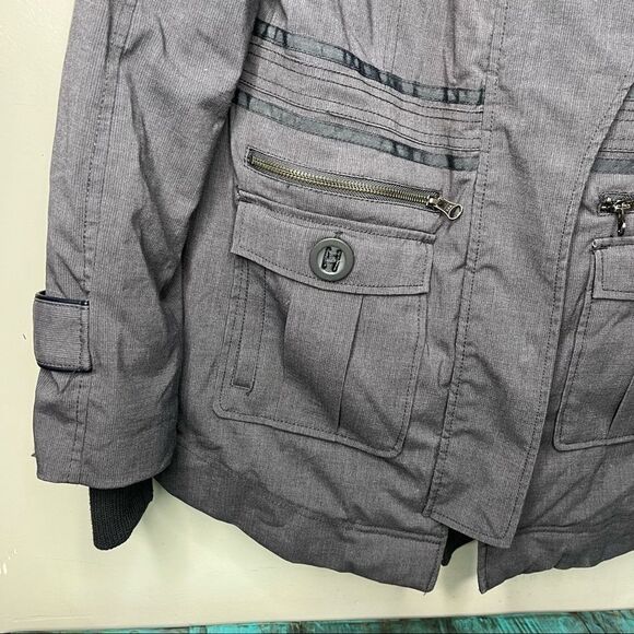 Three Stones Grey Fur Hooded Jacket Size Medium Winter Outdoor - Picture 6 of 13